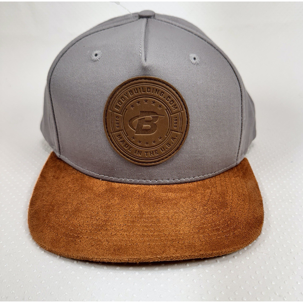 NWOT Bodybuilding dot com Men's Hat One-Size Snapback Quality  CapLeather Bill
